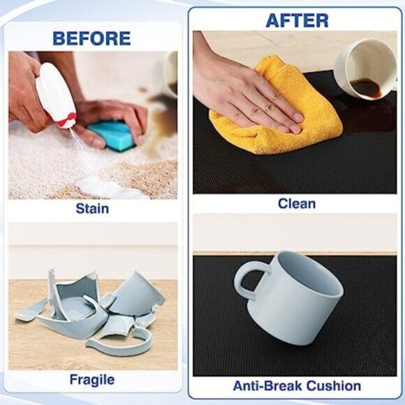 2 PCS Non Slip Kitchen Rugs Cushioned Anti Fatigue Kitchen Mats - Black - Picture 10 of 11